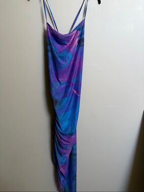 SHEIN Blue Purple Marble Slip Maxi Dress